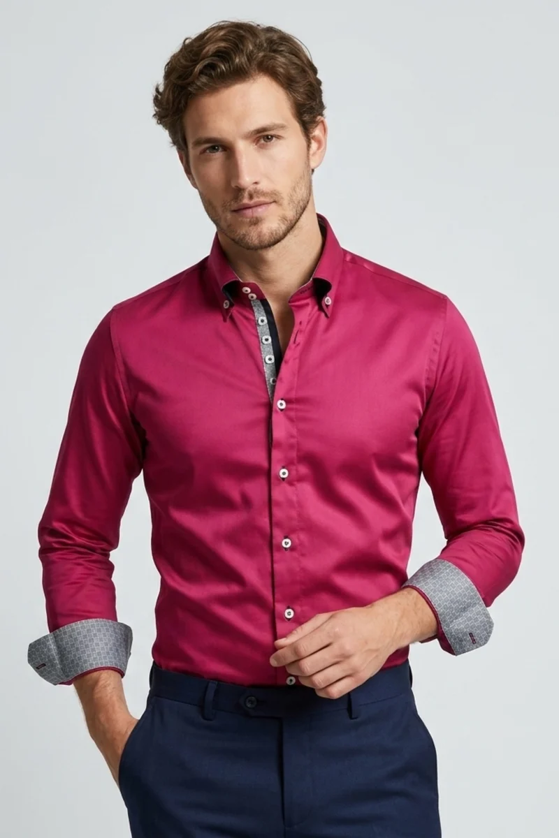 Roma Iconic Satin Men’s Shirt Purple
