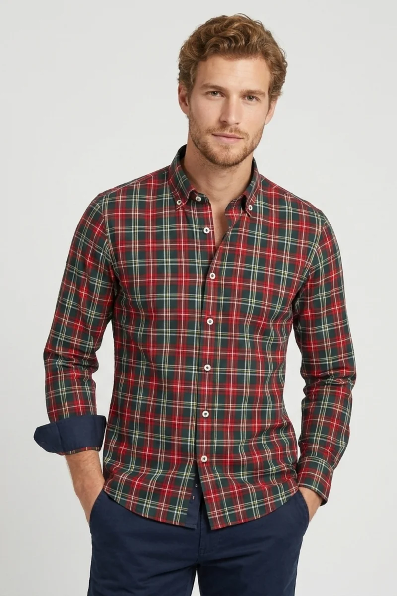 Leonardo Sport Twill Men’s Shirt Green Red